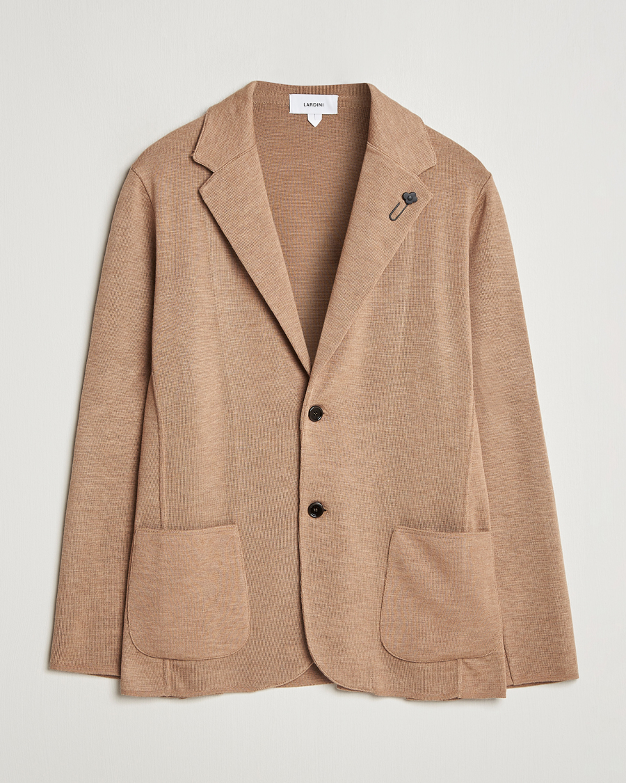 Uomini | Blazers | Lardini | Knitted Wool Blazer Beige