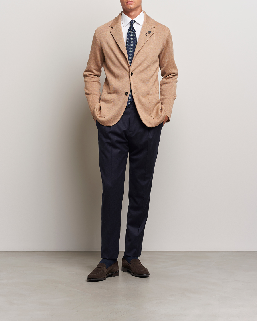 Uomini | Blazers | Lardini | Knitted Wool Blazer Beige