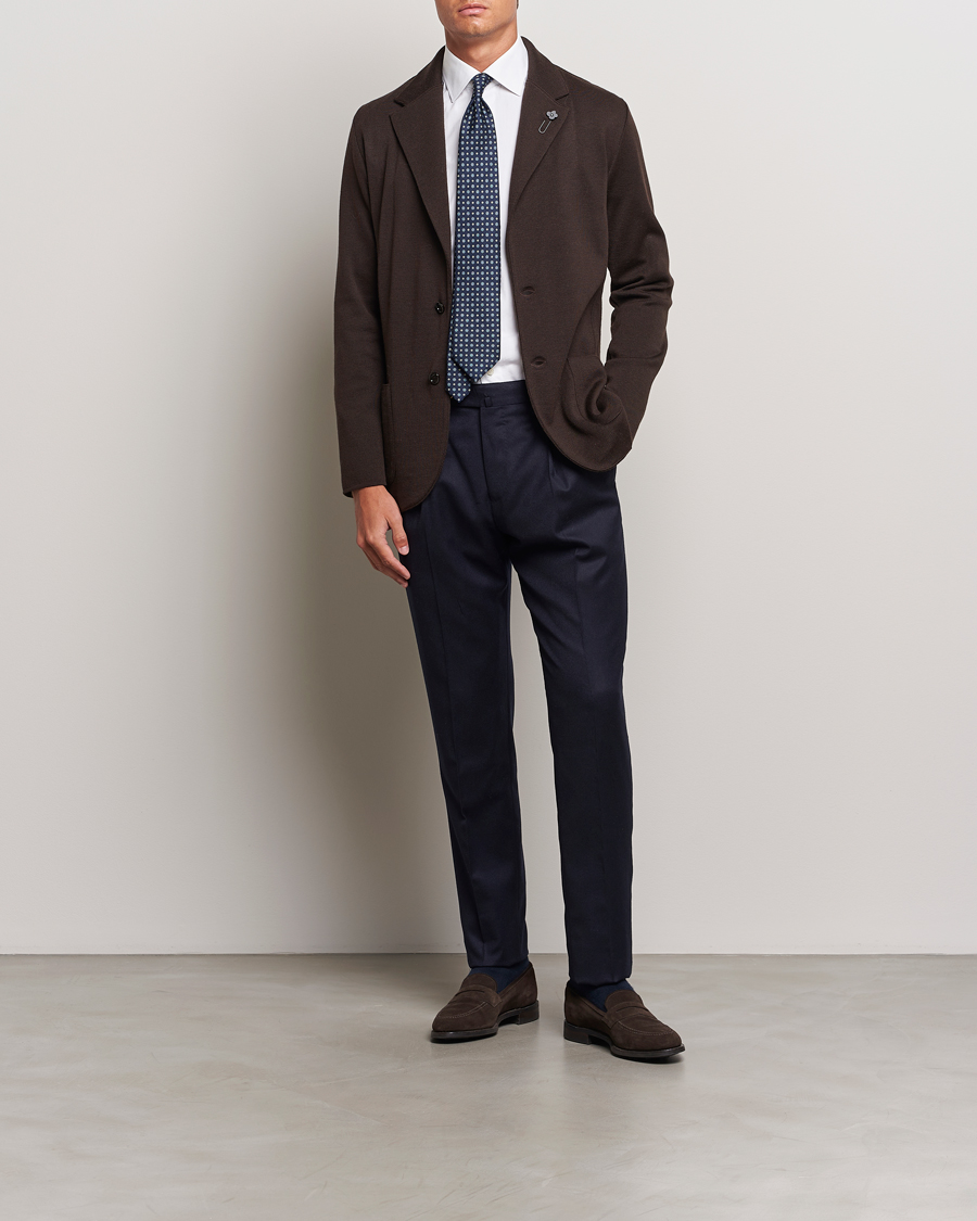 Uomini | Blazers | Lardini | Knitted Wool Blazer Brown