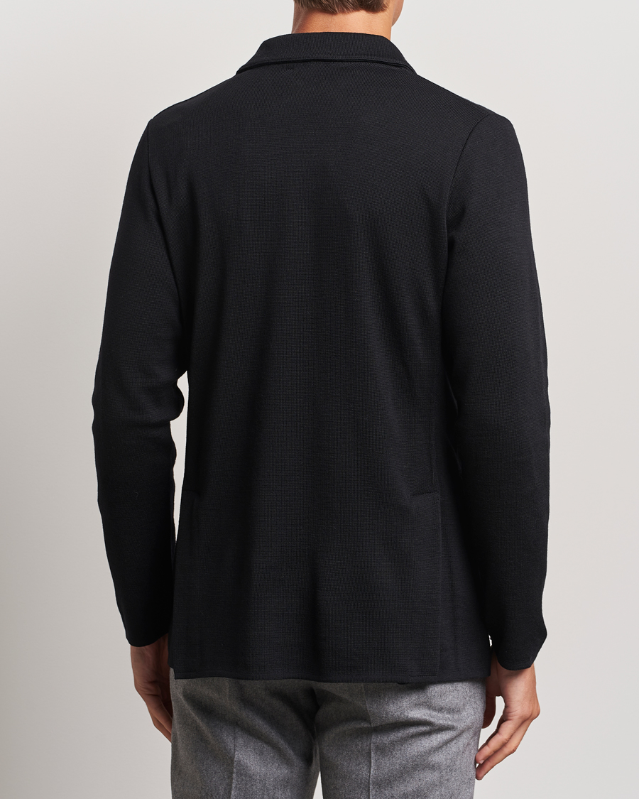 Uomini | Blazers | Lardini | Knitted Double Breasted Wool Blazer Black