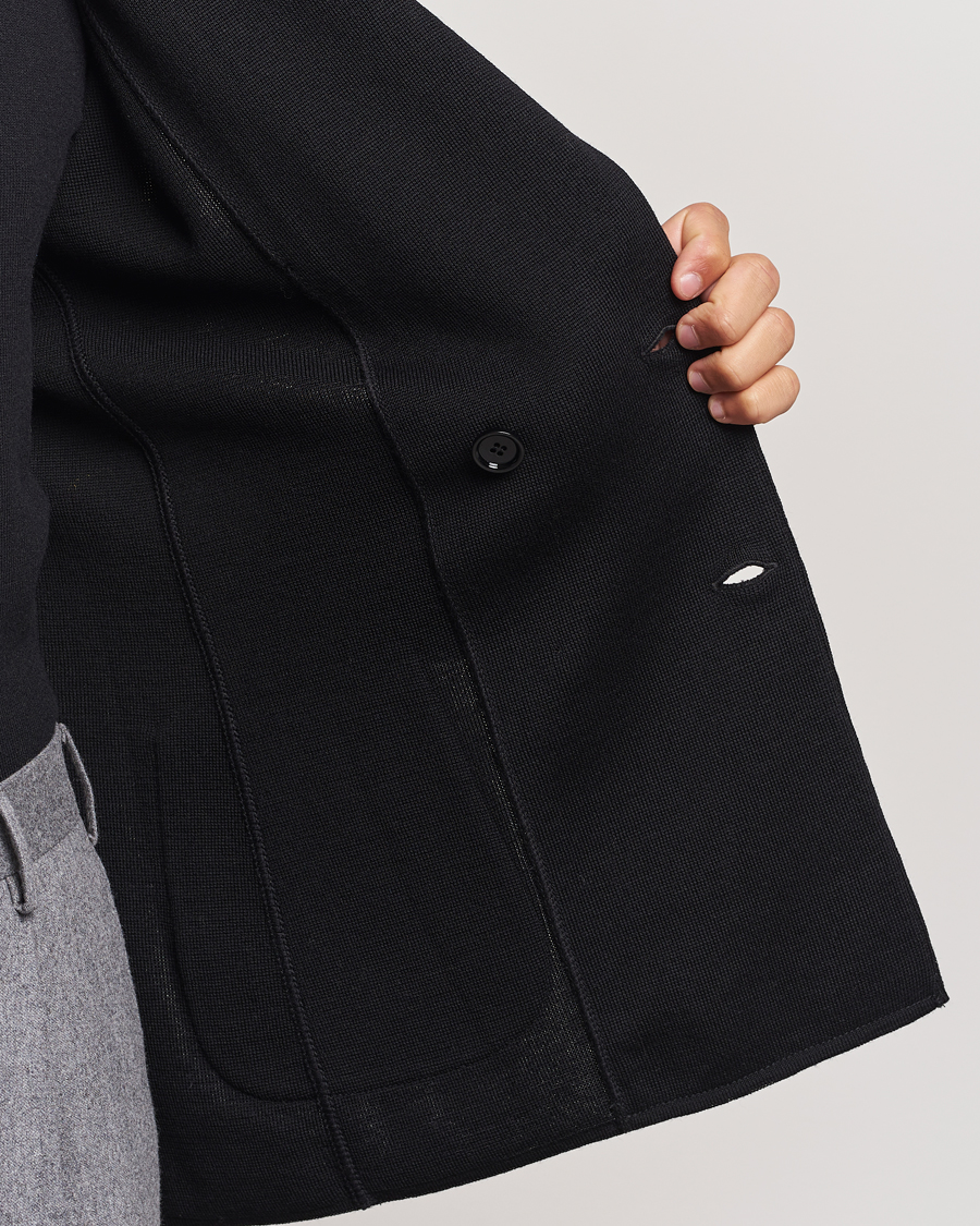 Uomini | Blazers | Lardini | Knitted Double Breasted Wool Blazer Black