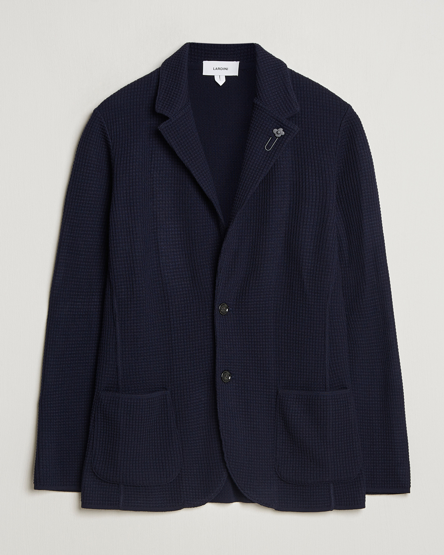 Uomini | Blazers | Lardini | Knitted Structure Wool Blazer Navy