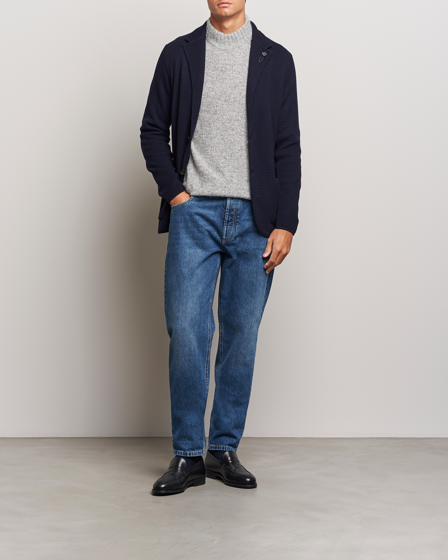 Uomini | Blazers | Lardini | Knitted Structure Wool Blazer Navy