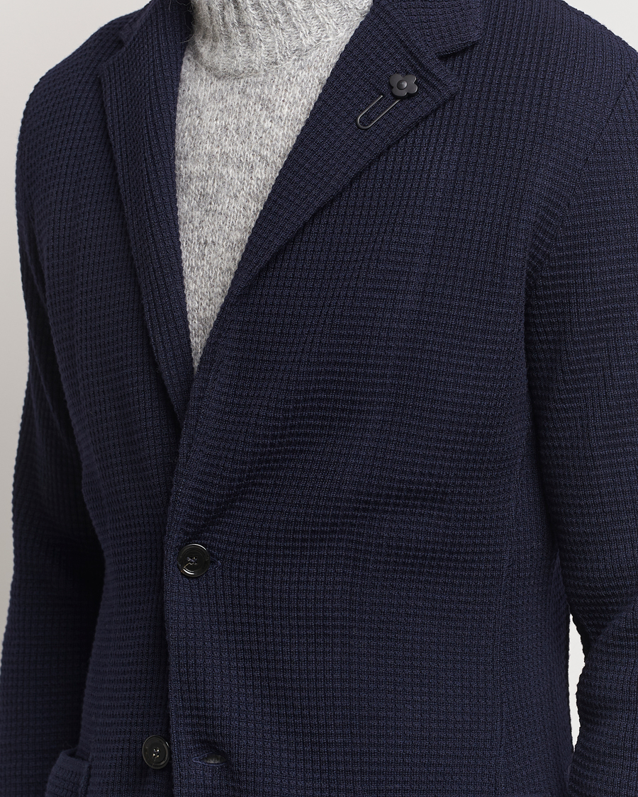 Uomini | Blazers | Lardini | Knitted Structure Wool Blazer Navy