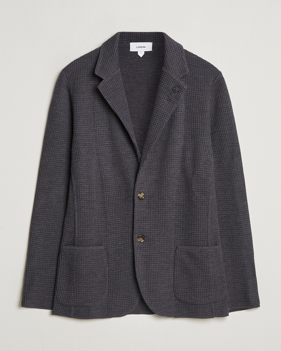 Uomini | Blazers | Lardini | Knitted Structure Wool Blazer Dark Grey