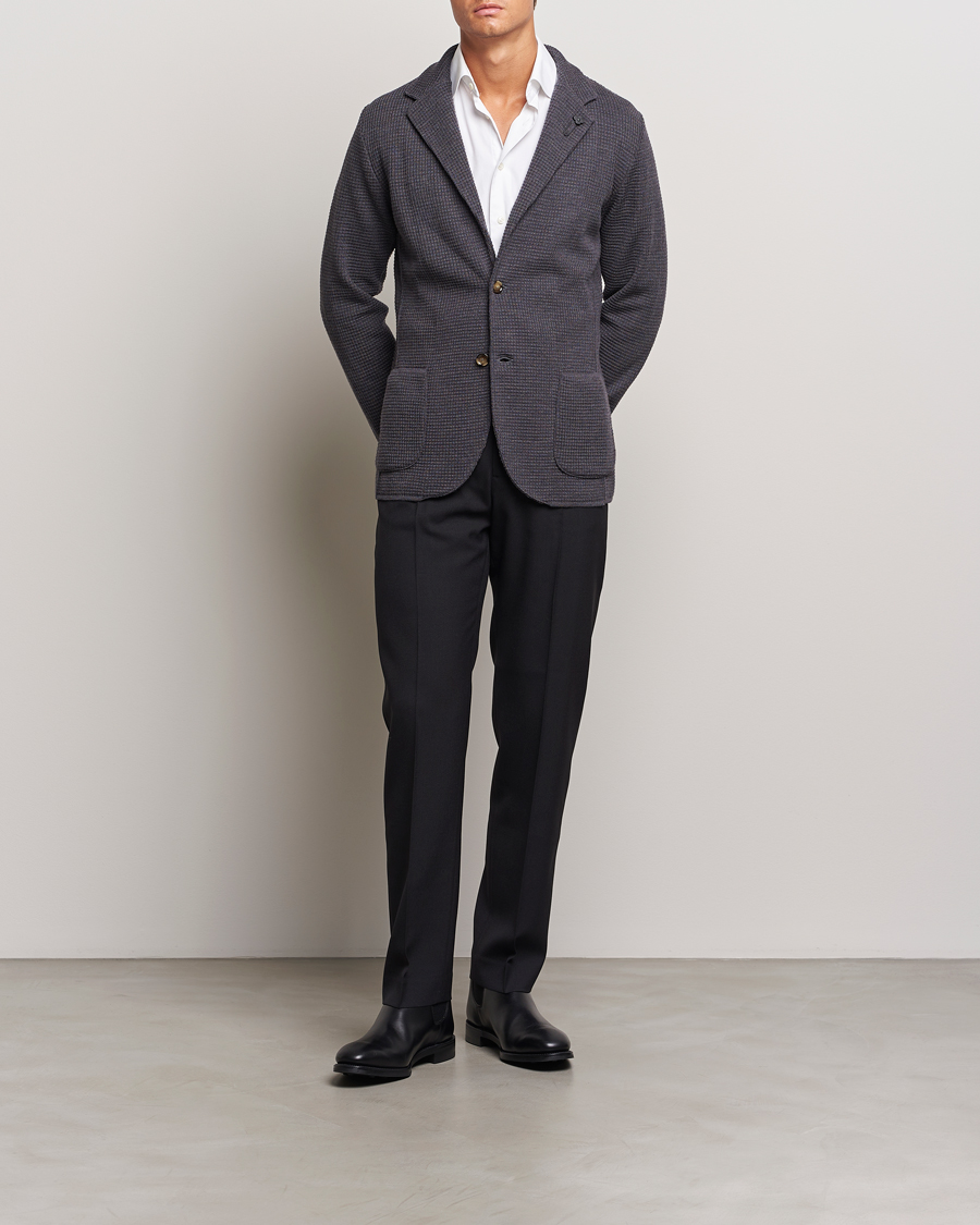 Uomini | Blazers | Lardini | Knitted Structure Wool Blazer Dark Grey