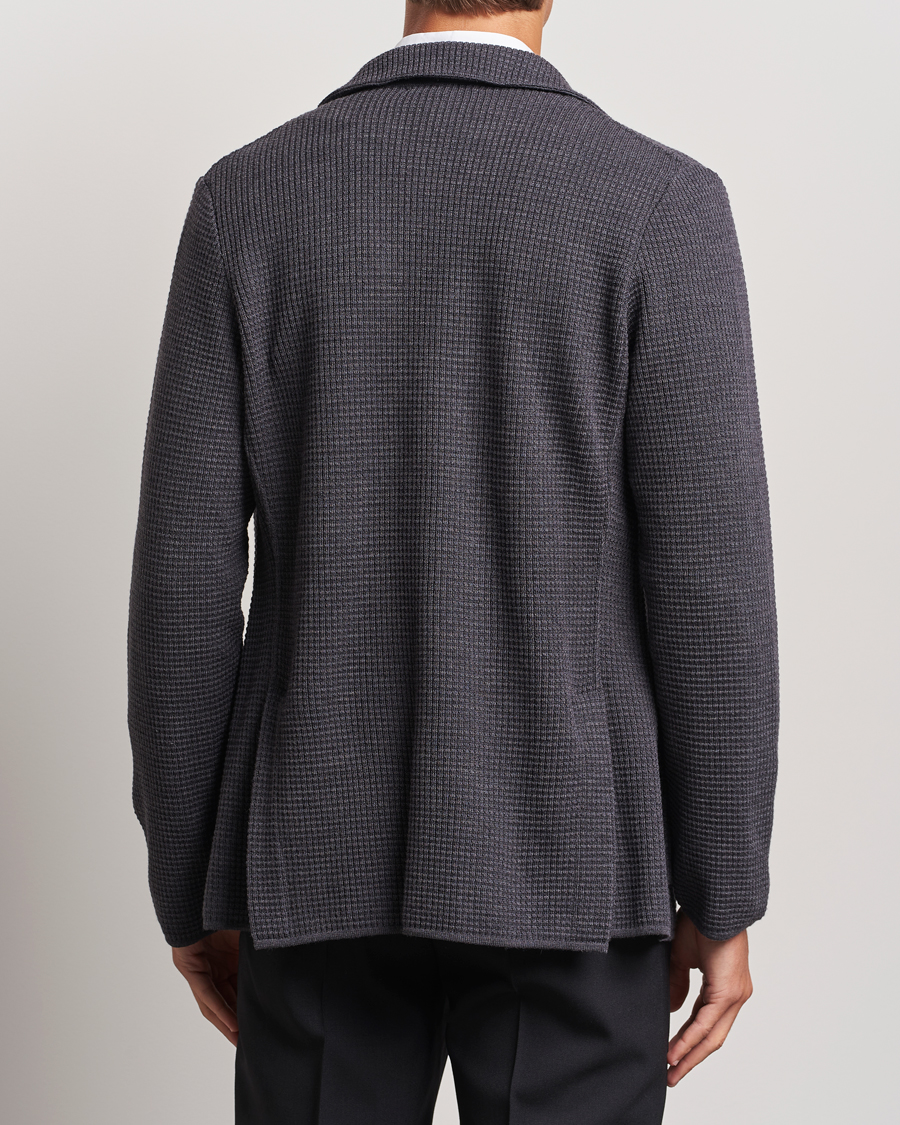 Uomini | Blazers | Lardini | Knitted Structure Wool Blazer Dark Grey