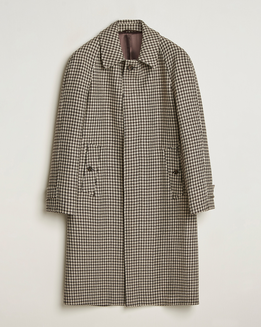 Uomini | Giacche | Lardini | Houndstooth Wool/Cashmere Coat Brown
