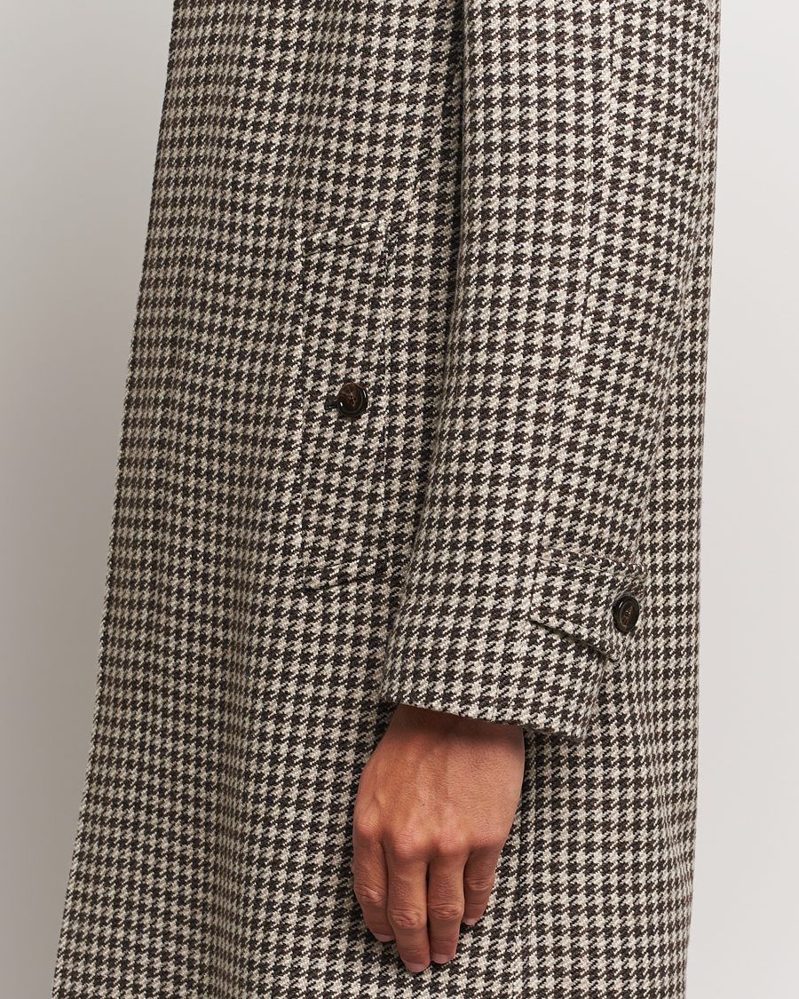 Uomini | Giacche | Lardini | Houndstooth Wool/Cashmere Coat Brown