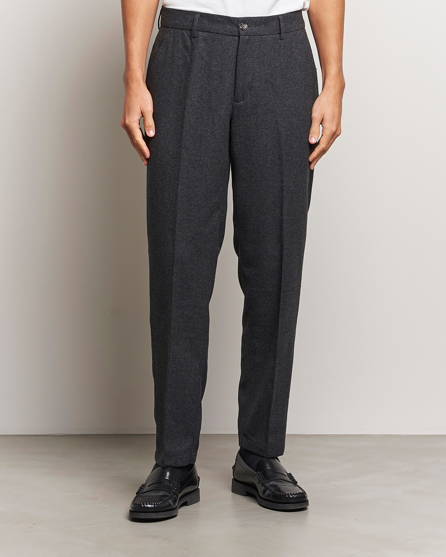 Uomini | Pantaloni | LES DEUX | Como Reg Wool Pants Charcoal Melange