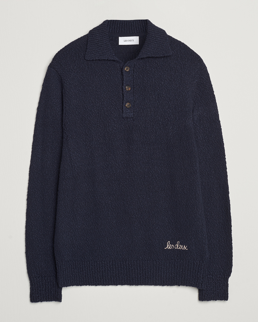 Uomini | Maglieria | LES DEUX | Errol Cotton Rugby Knit Dark Navy