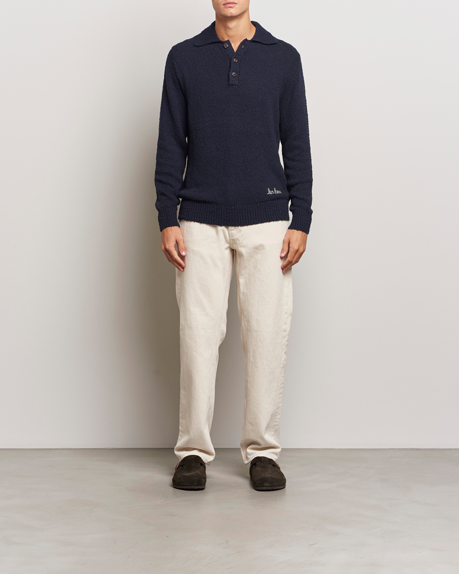 Uomini | Maglieria | LES DEUX | Errol Cotton Rugby Knit Dark Navy