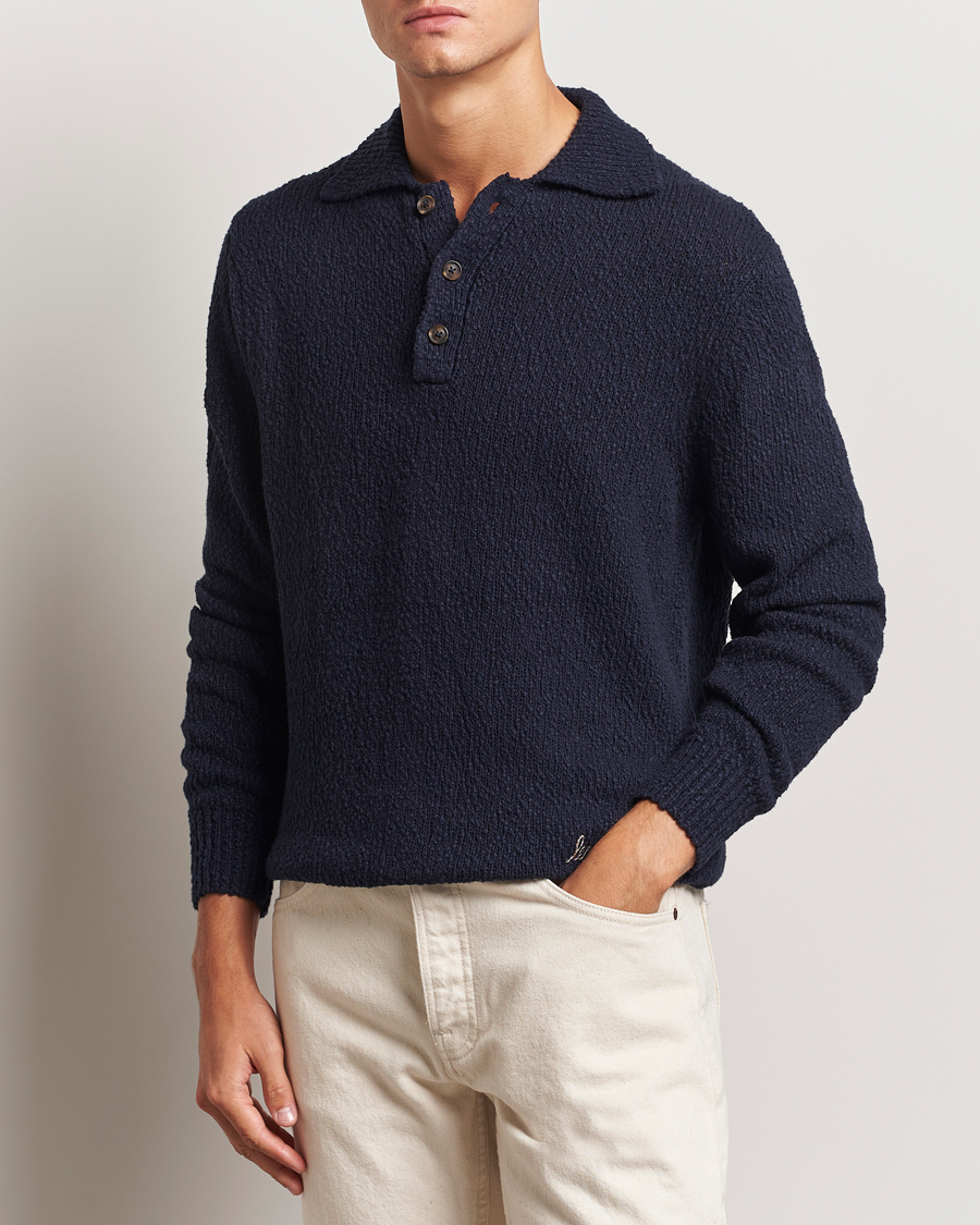Uomini | Maglieria | LES DEUX | Errol Cotton Rugby Knit Dark Navy