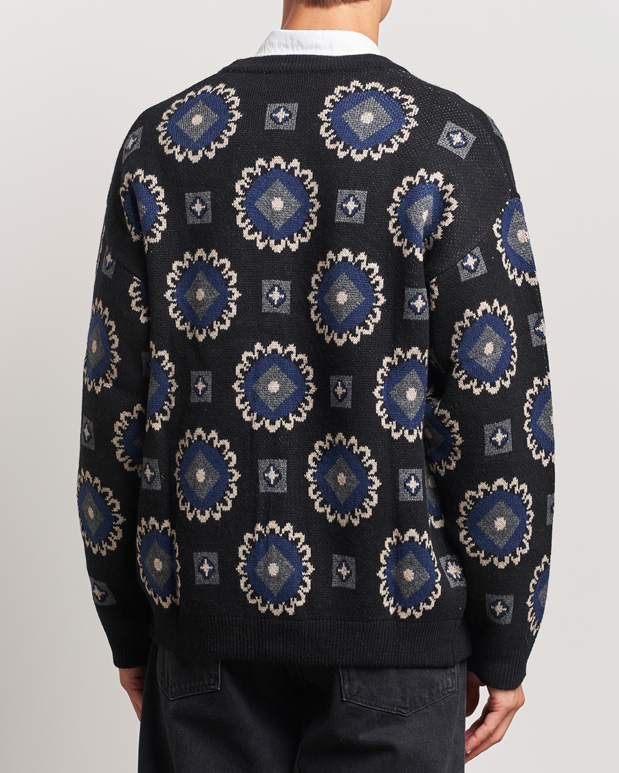 Uomini | Maglieria | LES DEUX | Aro Paisley Cardigan Black/Blueprint