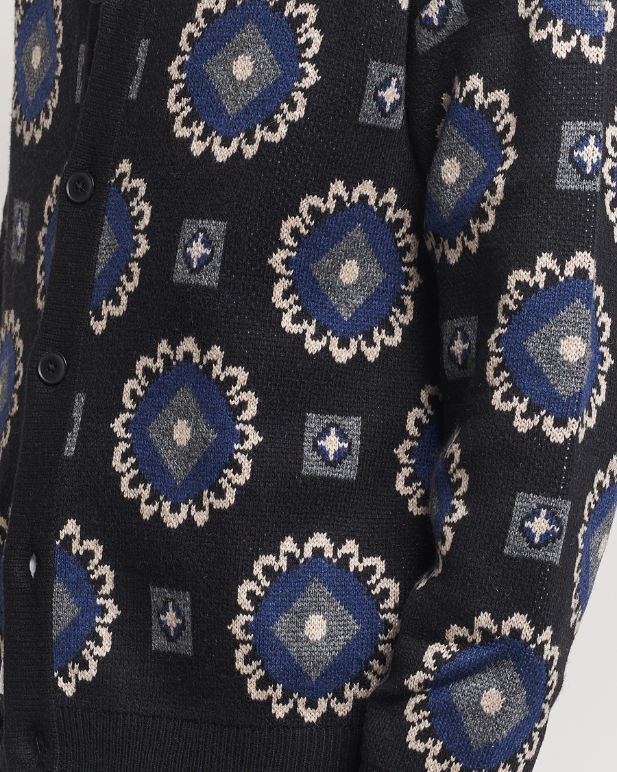 Uomini | Maglieria | LES DEUX | Aro Paisley Cardigan Black/Blueprint