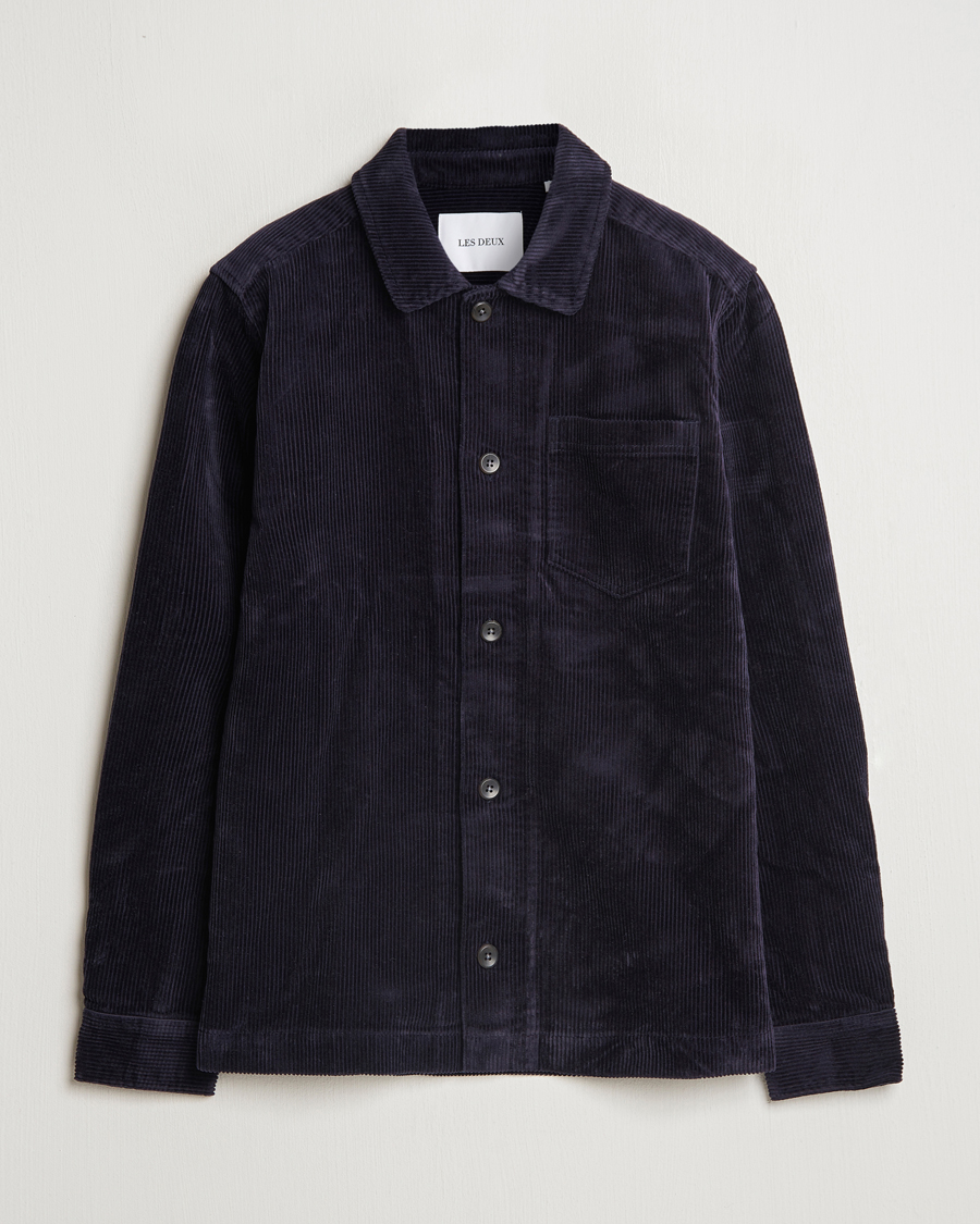 Uomini | Camicie | LES DEUX | Layton Corduroy Overshirt Dark Navy