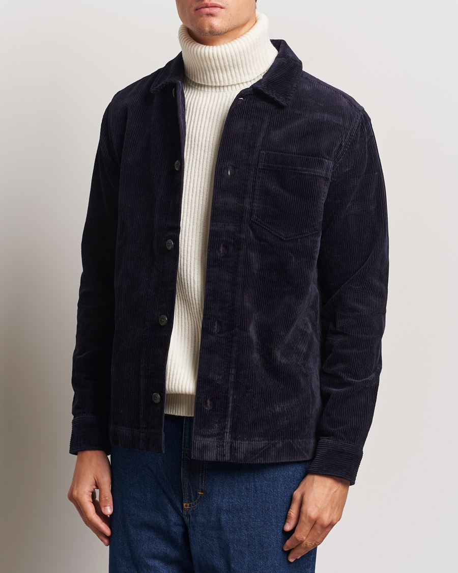 Uomini | Camicie | LES DEUX | Layton Corduroy Overshirt Dark Navy