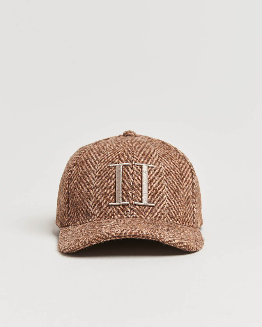 Uomini | Les Deux Herringbone Baseball Cap Coffee Brown | LES DEUX | Herringbone Baseball Cap Coffee Brown
