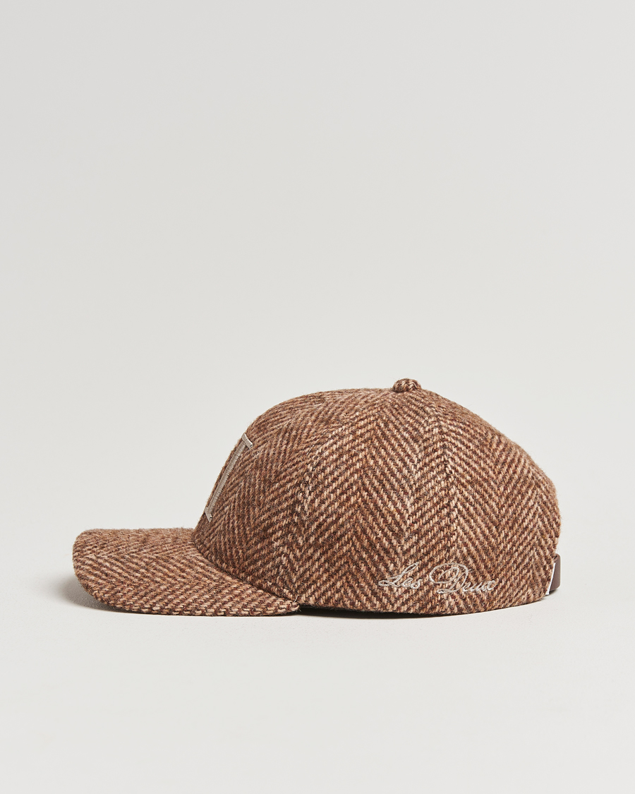 Uomini | Les Deux Herringbone Baseball Cap Coffee Brown | LES DEUX | Herringbone Baseball Cap Coffee Brown