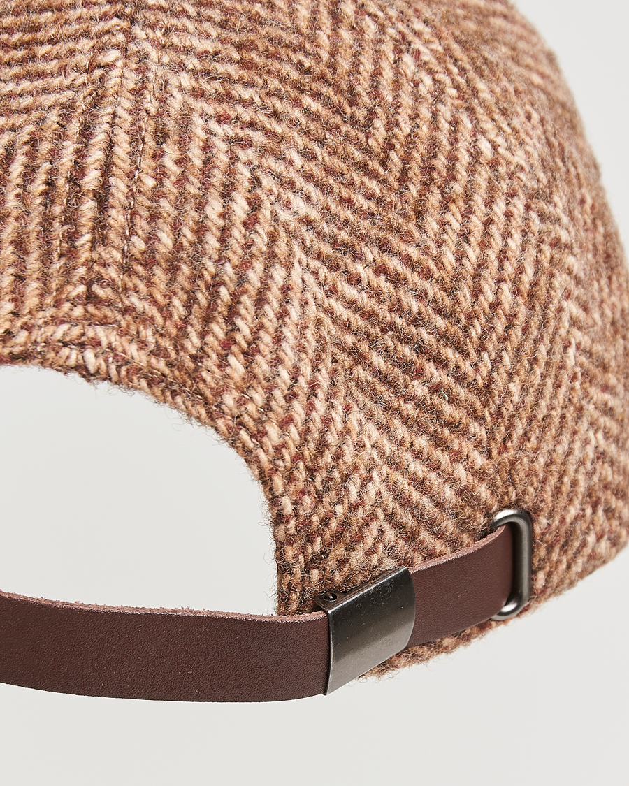 Uomini | Les Deux Herringbone Baseball Cap Coffee Brown | LES DEUX | Herringbone Baseball Cap Coffee Brown