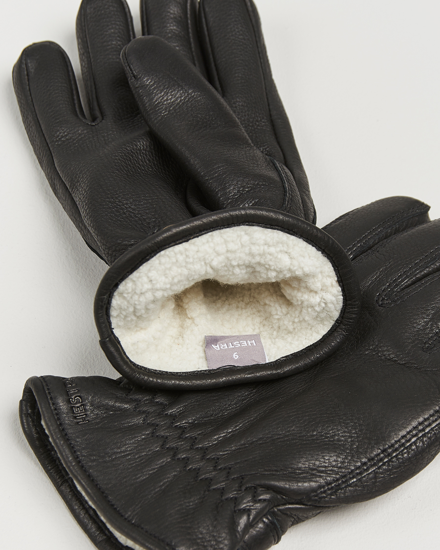 Uomini | Guanti | Hestra | Burensvik Deerskin Wool Pile Glove Black
