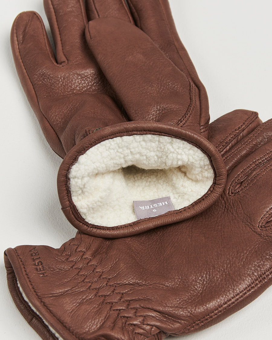 Uomini | Guanti | Hestra | Burensvik Deerskin Wool Pile Glove Chocolate