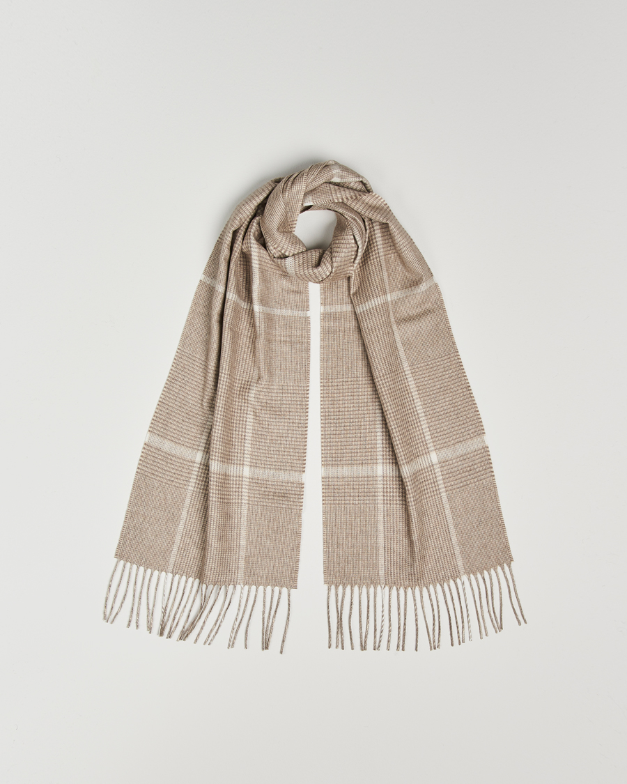 Uomini | Piacenza Cashmere Cashmere/Silk Overcheck Scarf Beige | Piacenza Cashmere | Cashmere/Silk Overcheck Scarf Beige