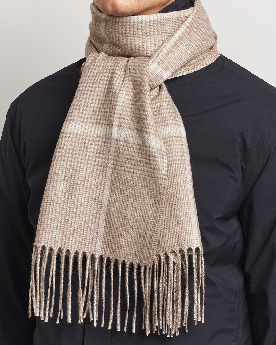Uomini | Piacenza Cashmere Cashmere/Silk Overcheck Scarf Beige | Piacenza Cashmere | Cashmere/Silk Overcheck Scarf Beige