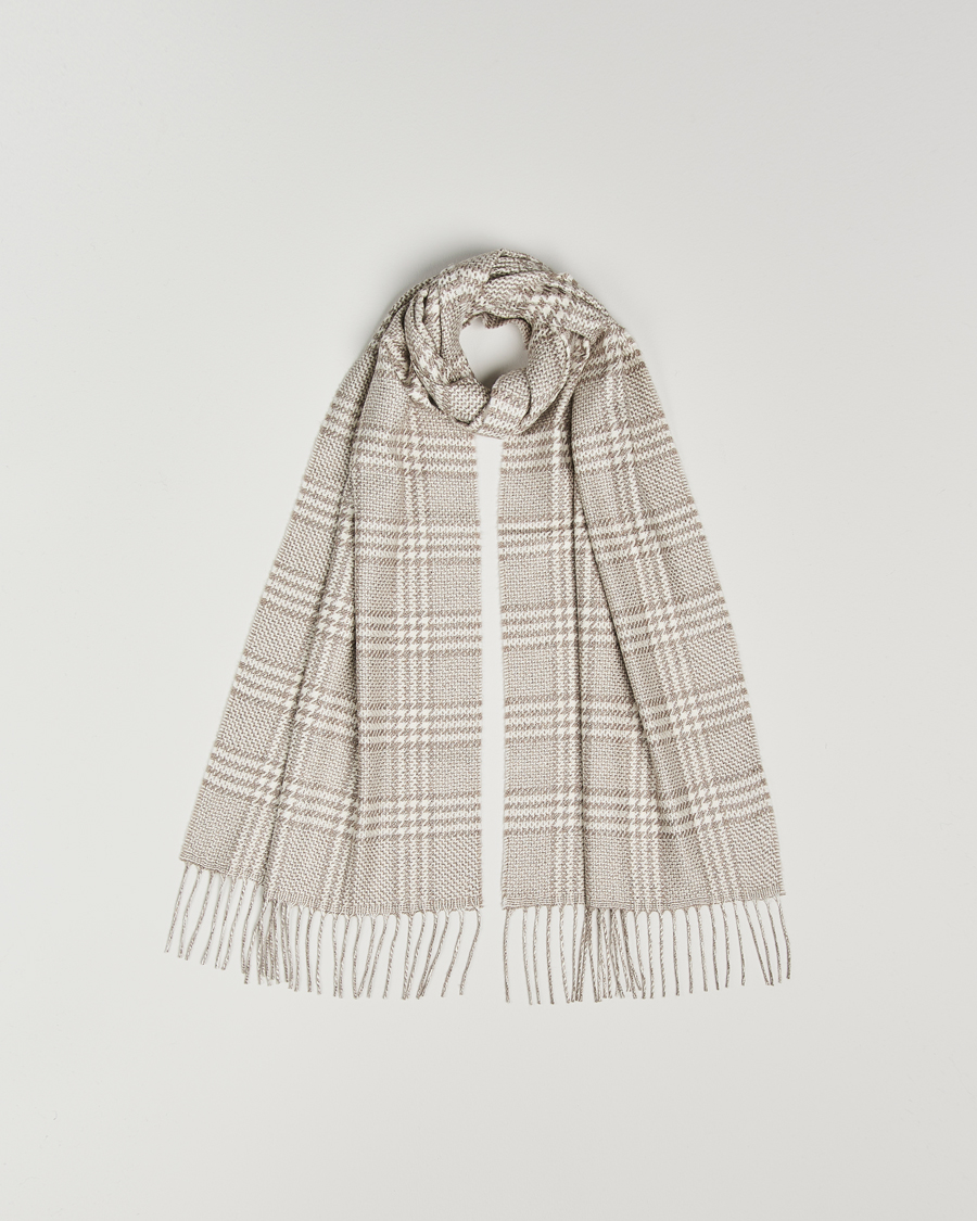 Uomini | Piacenza Cashmere Cashmere/Silk Houndstooth Scarf Light Beige | Piacenza Cashmere | Cashmere/Silk Houndstooth Scarf Light Beige