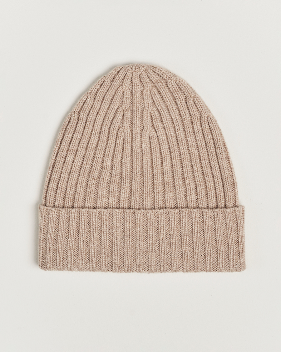 Uomini | Piacenza Cashmere Ribbed Cashmere Beanie Light Beige | Piacenza Cashmere | Ribbed Cashmere Beanie Light Beige