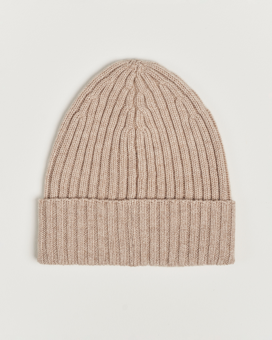 Uomini | Piacenza Cashmere Ribbed Cashmere Beanie Light Beige | Piacenza Cashmere | Ribbed Cashmere Beanie Light Beige