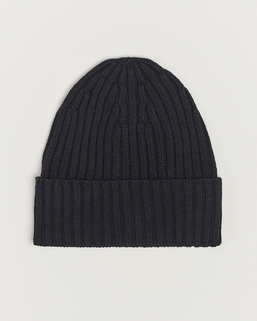 Uomini | Piacenza Cashmere Ribbed Cashmere Beanie Black | Piacenza Cashmere | Ribbed Cashmere Beanie Black