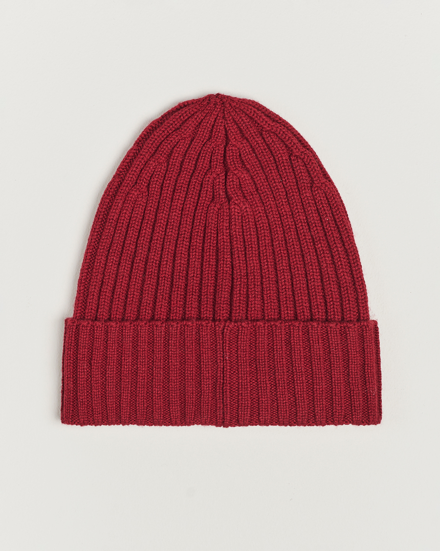 Uomini | Piacenza Cashmere Ribbed Cashmere Beanie Burgundy | Piacenza Cashmere | Ribbed Cashmere Beanie Burgundy