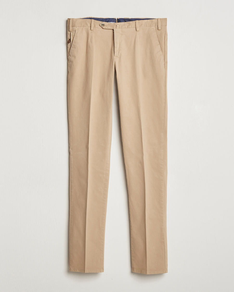 Uomini | Pantaloni | PT01 | Slim Fit Pleated Cotton Trousers Beige