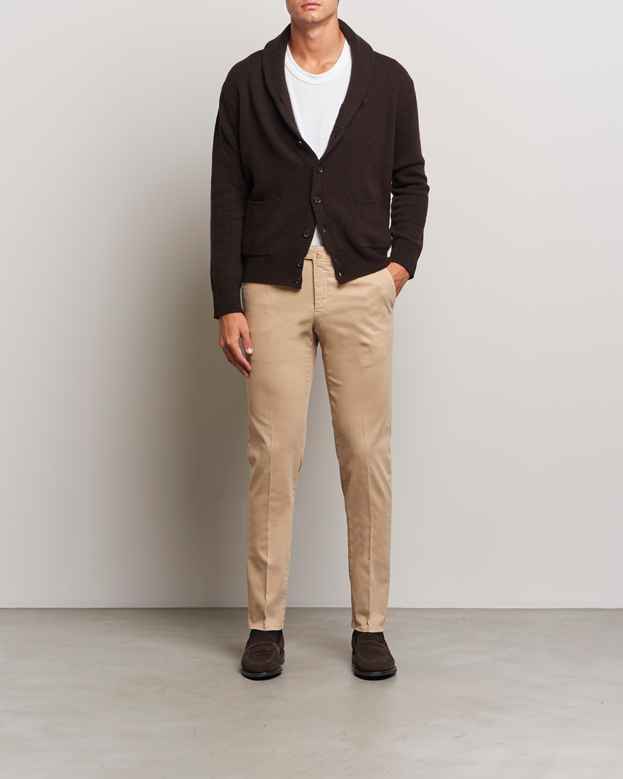 Uomini | Pantaloni | PT01 | Slim Fit Pleated Cotton Trousers Beige
