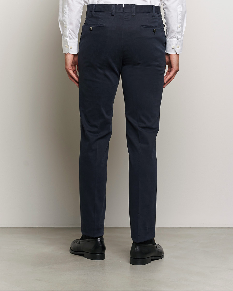 Uomini | Pantaloni | PT01 | Slim Fit Pleated Cotton Trousers Navy