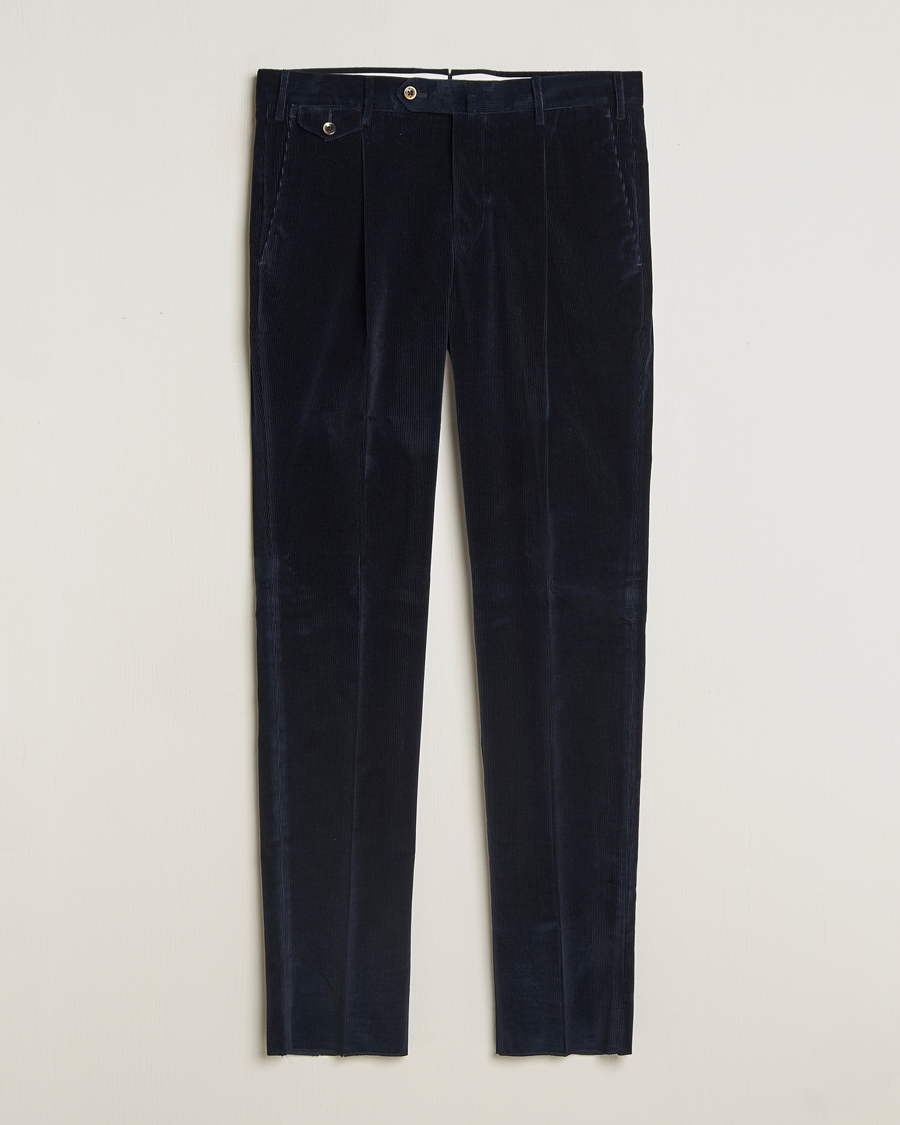 Uomini | Pantaloni | PT01 | Slim Fit Corduroy Trousers Navy