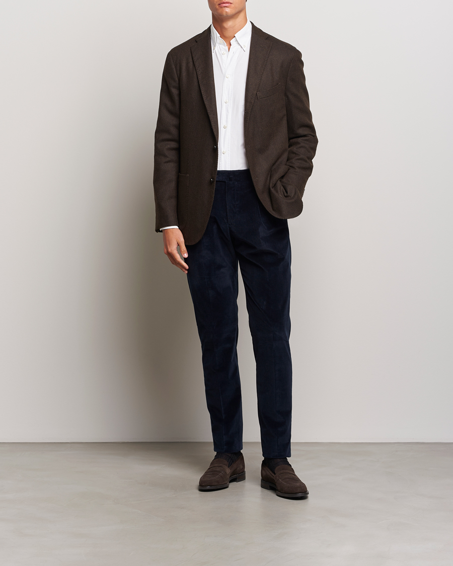 Uomini | Pantaloni | PT01 | Slim Fit Corduroy Trousers Navy