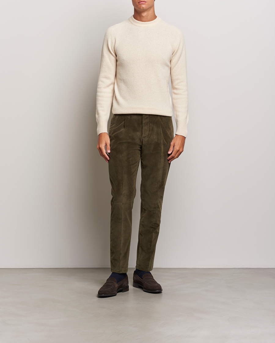 Uomini | Pantaloni | PT01 | Slim Fit Corduroy Trousers Dark Green