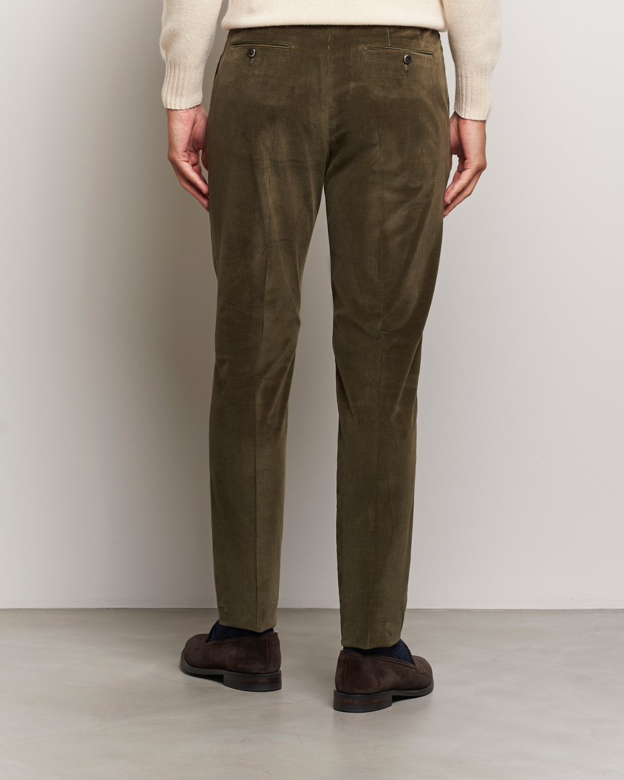 Uomini | Pantaloni | PT01 | Slim Fit Corduroy Trousers Dark Green