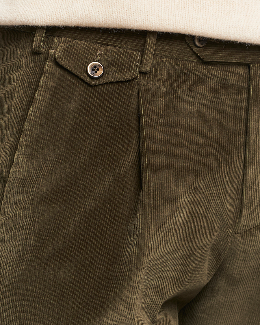 Uomini | Pantaloni | PT01 | Slim Fit Corduroy Trousers Dark Green
