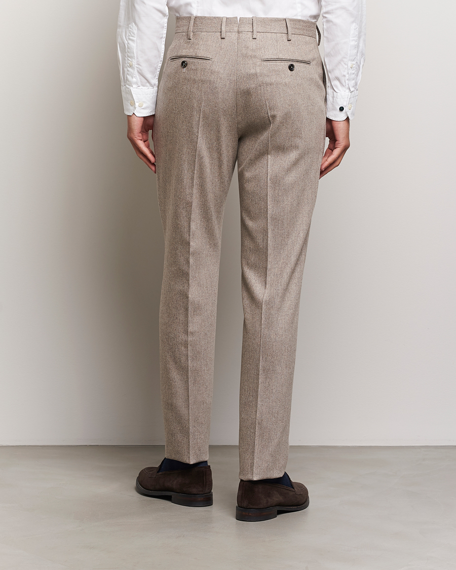 Uomini | Pantaloni | PT01 | Slim Fit Pleated Wool/Cashmere Trousers Beige