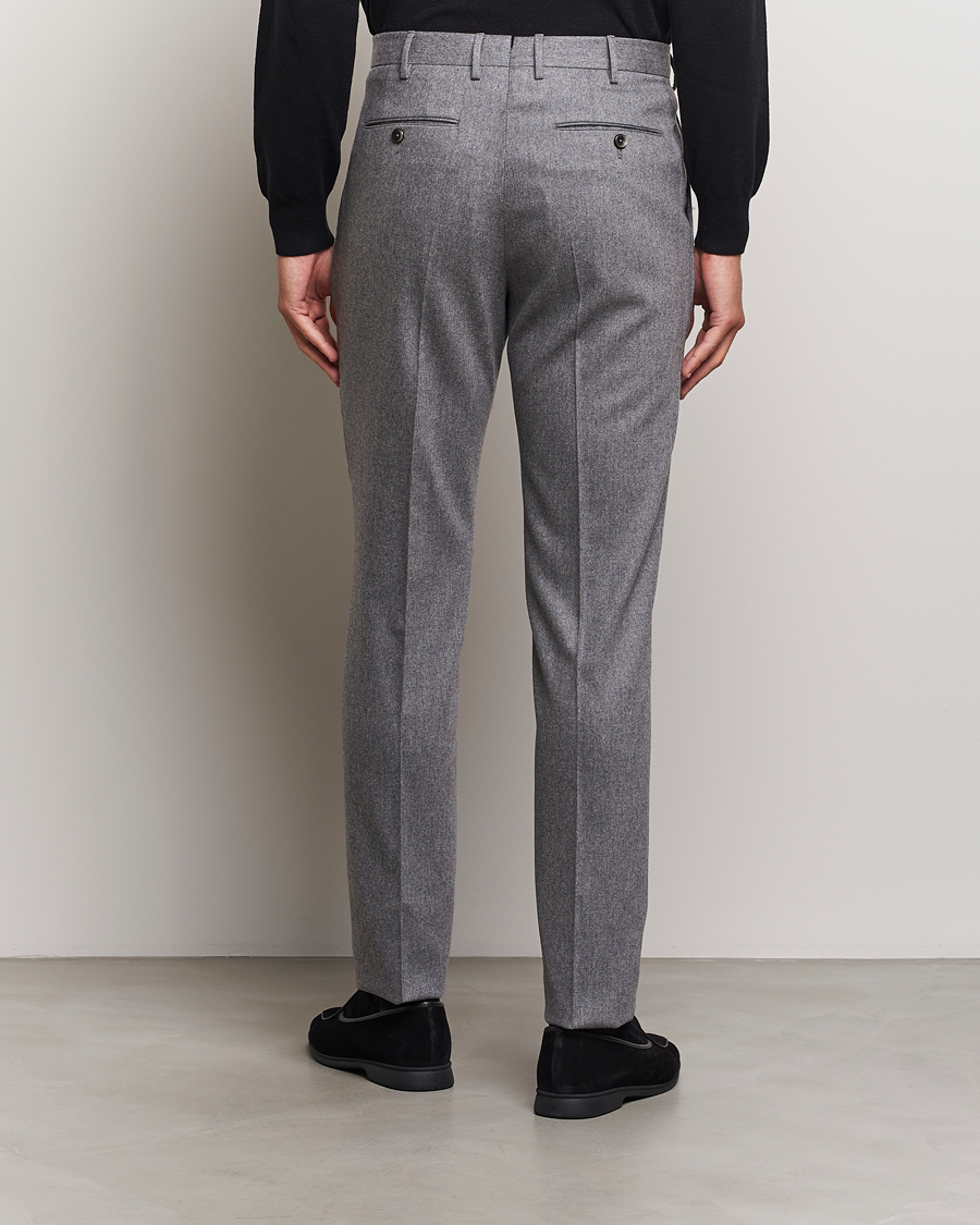 Uomini | Pantaloni | PT01 | Slim Fit Pleated Wool/Cashmere Trousers Grey Melange