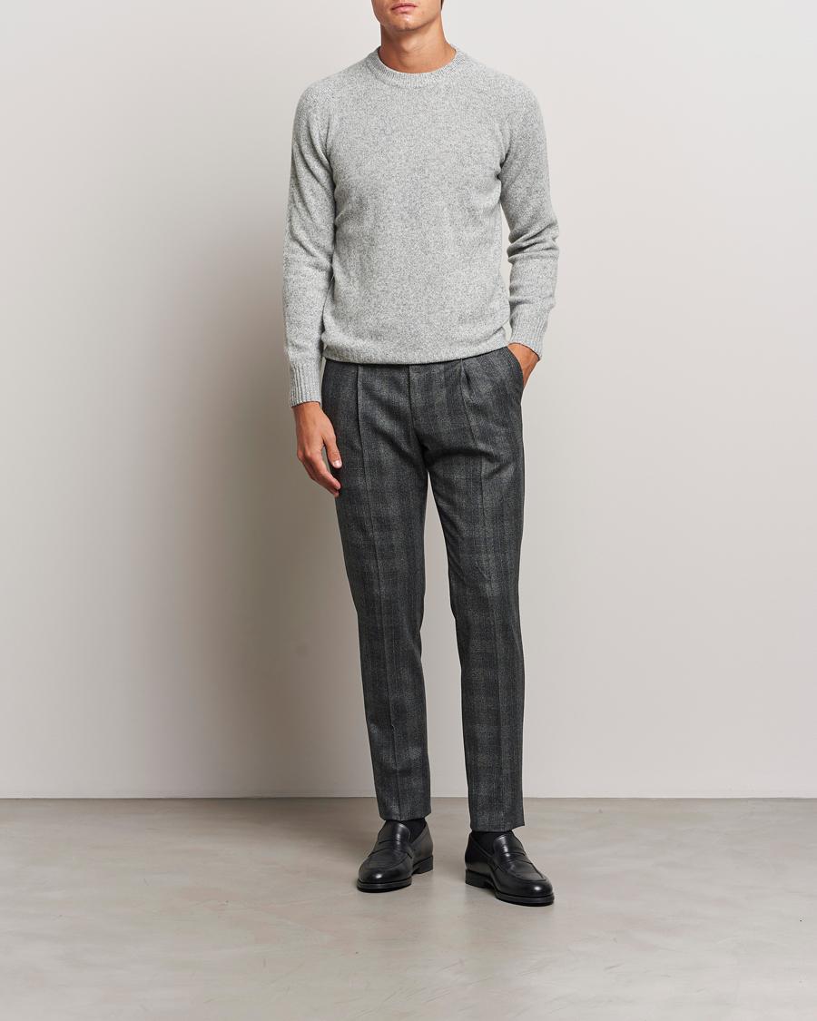 Uomini | Pantaloni | PT01 | Slim Fit Pleated Checked Flannel Trousers Grey