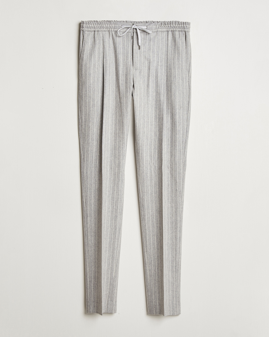 Uomini | Pantaloni | PT01 | Slim Fit Wool/Cashmere Drawstring Trousers Light Grey