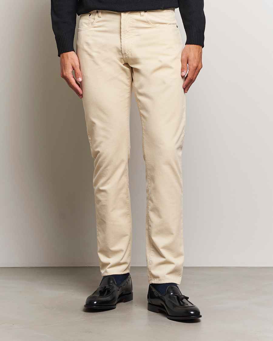 Uomini | Pantaloni | Ralph Lauren Purple Label | Slim Fit 5-Pocket Corduroy Pants Cream