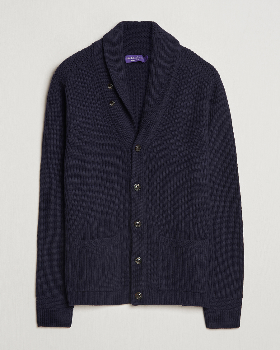 Uomini | Maglieria | Ralph Lauren Purple Label | Cashmere Shawl Cardigan Navy