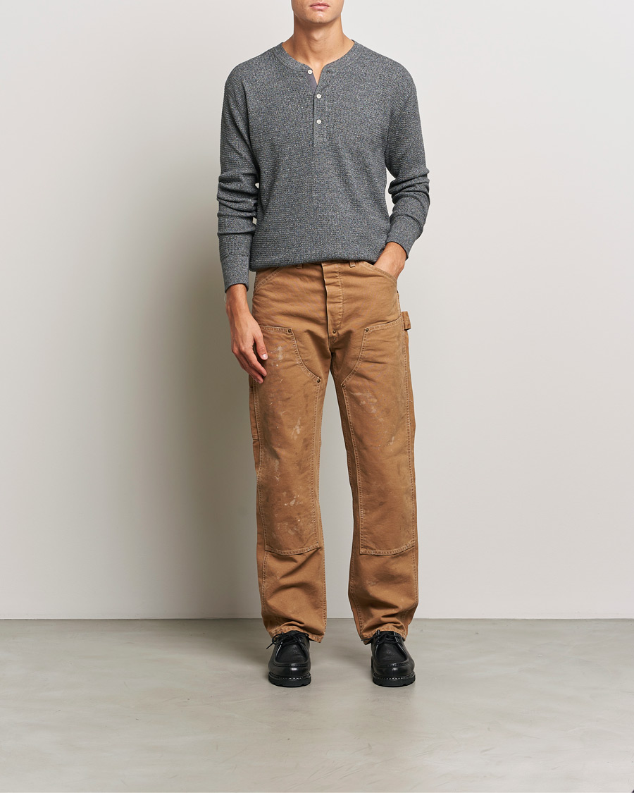 Uomini | Maglieria | RRL | Long Sleeve Henley Charcoal Heather