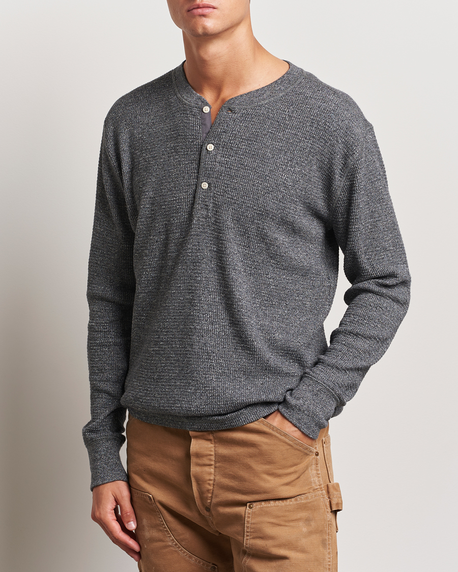 Uomini | Maglieria | RRL | Long Sleeve Henley Charcoal Heather