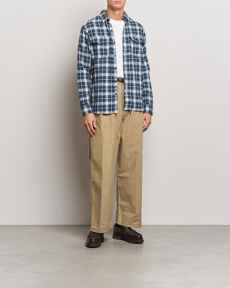 Uomini | Camicie | RRL | Herc Flannel Shirt Blue Check